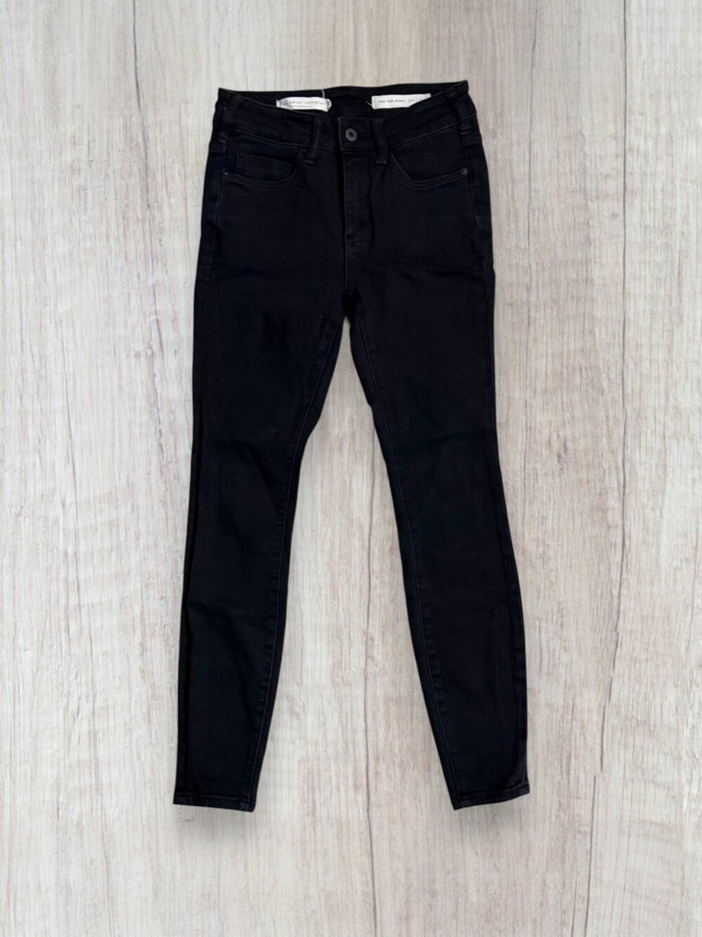 Pilcro Anthropologie Black High Rise Skinny Jeans Size 26 Stretch Denim Raw Hem